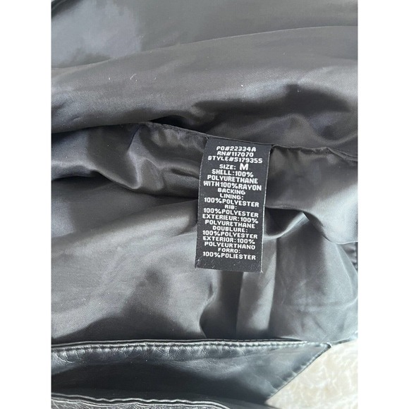 Therapy Black Faux Leather Open Front Cropped Biker Moto Jacket Womens Sz Medium - Picture 7 of 7